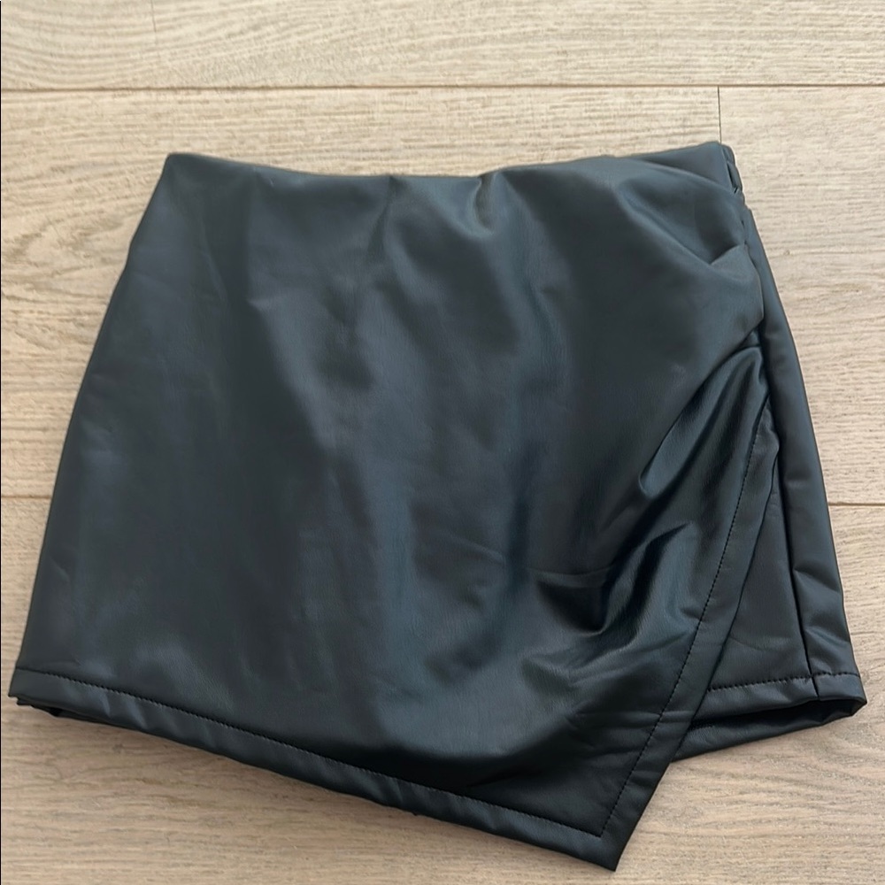 Stylish Black Faux Leather Shorts